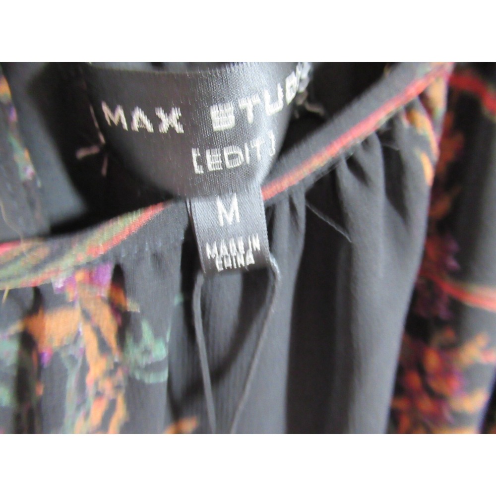 NEW Max Studio Longtail Bird Print Ruffle Dress Women Medium Sleeveless - Picture 7 of 10